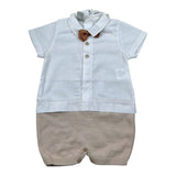 Marlu' Pagliaccetto Mezza Manica Bicolore per Neonato EB5223X BIANCO/BEIGE MARLU' 