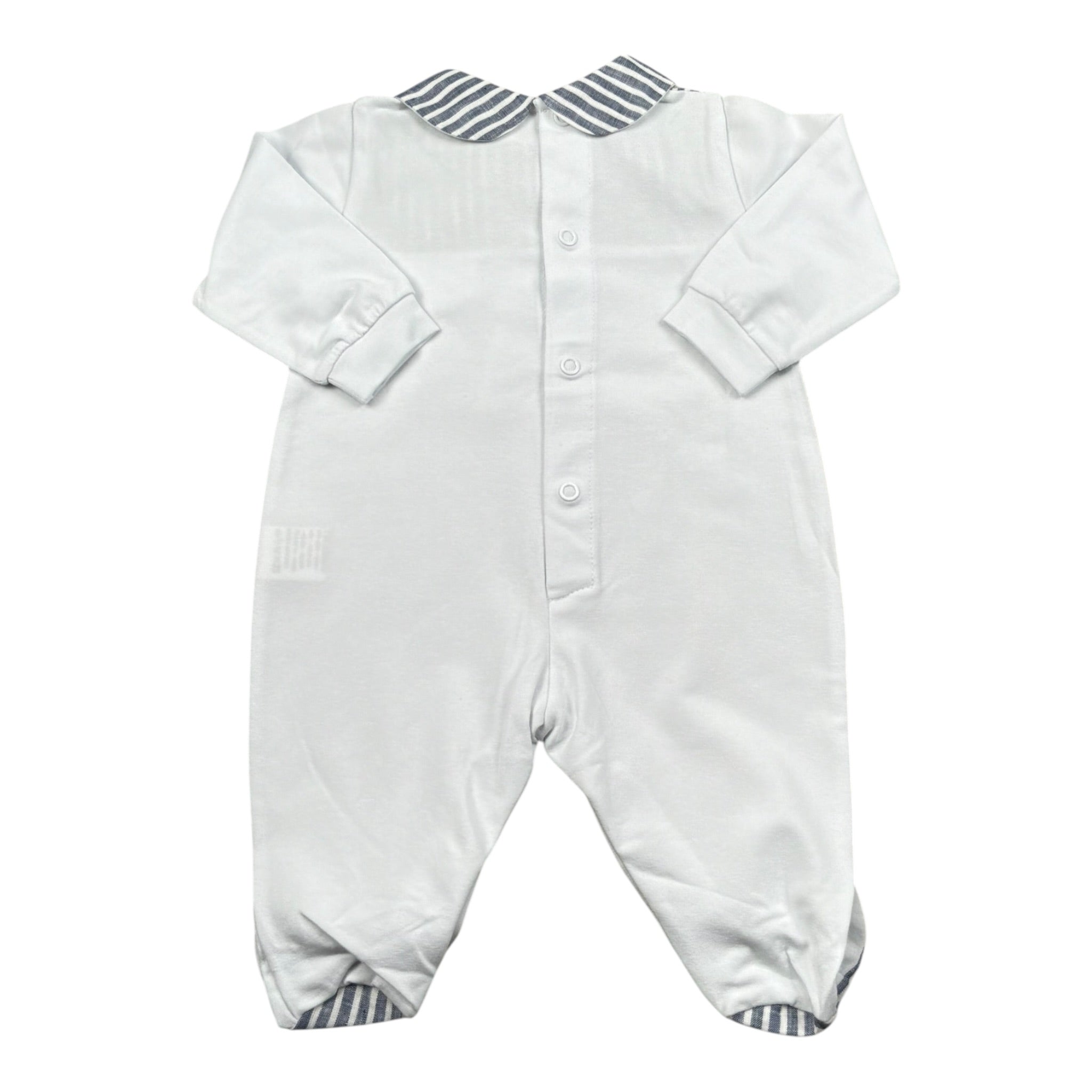 Marlu' Tutina Tinta Unita con Fantasia A Righe per Neonata EC5614 BIANCO MARLU' 