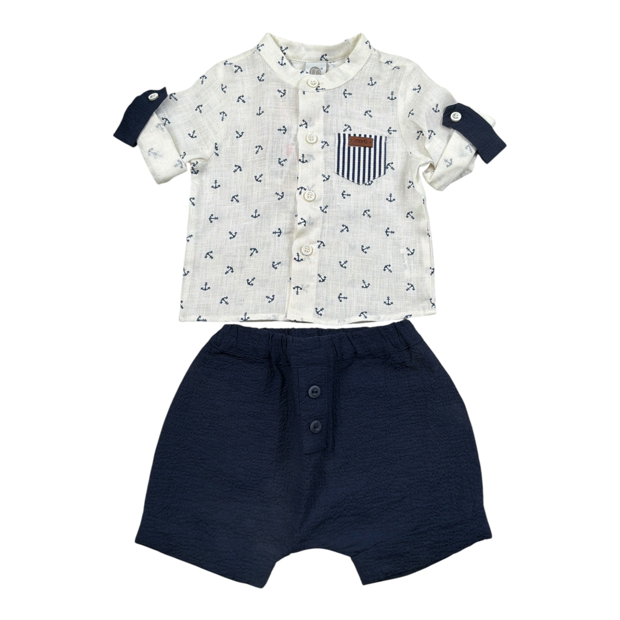 Marlu' Completo 2 Pezzi Camicia-Bermuda Bianco per Neonato EL6153 BIANCO MARLU' 