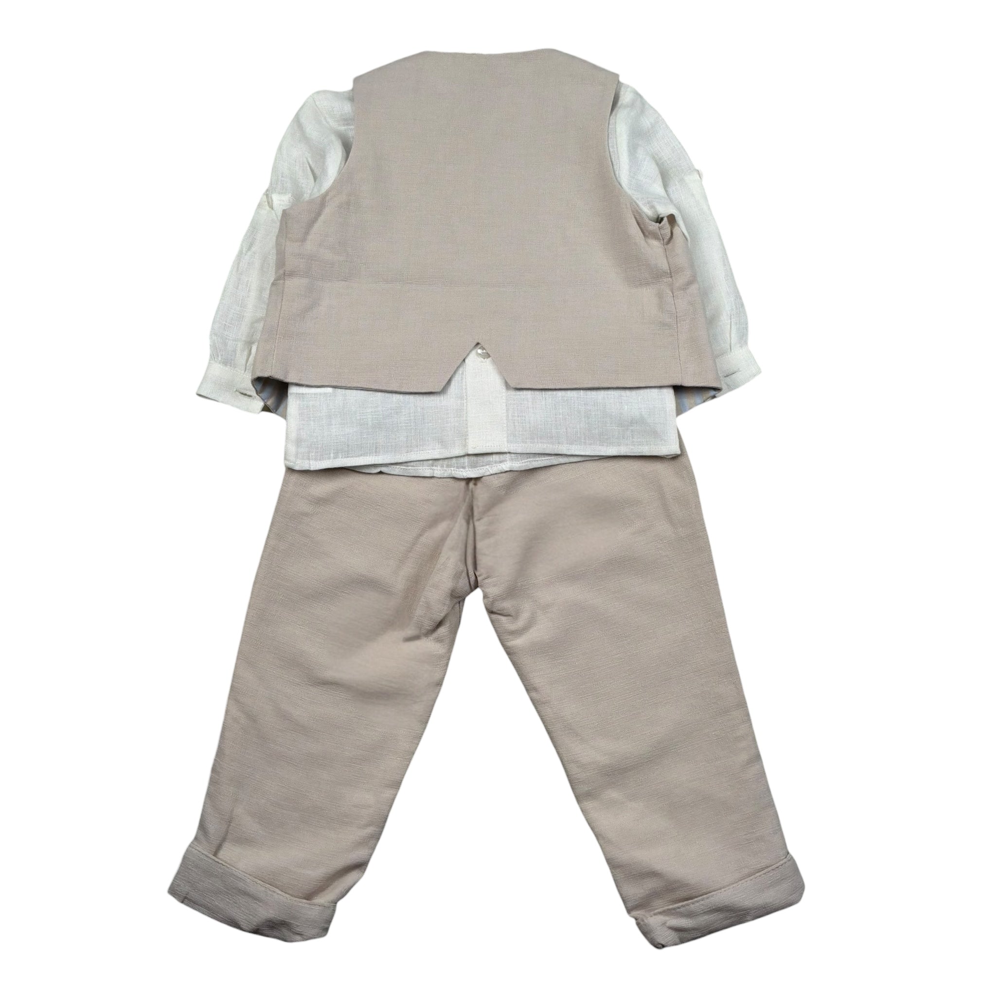 Marlu' Completo 2 Pezzi Camicia-Gilet-Pantalone per Neonato EN70561 BEIGE MARLU' 