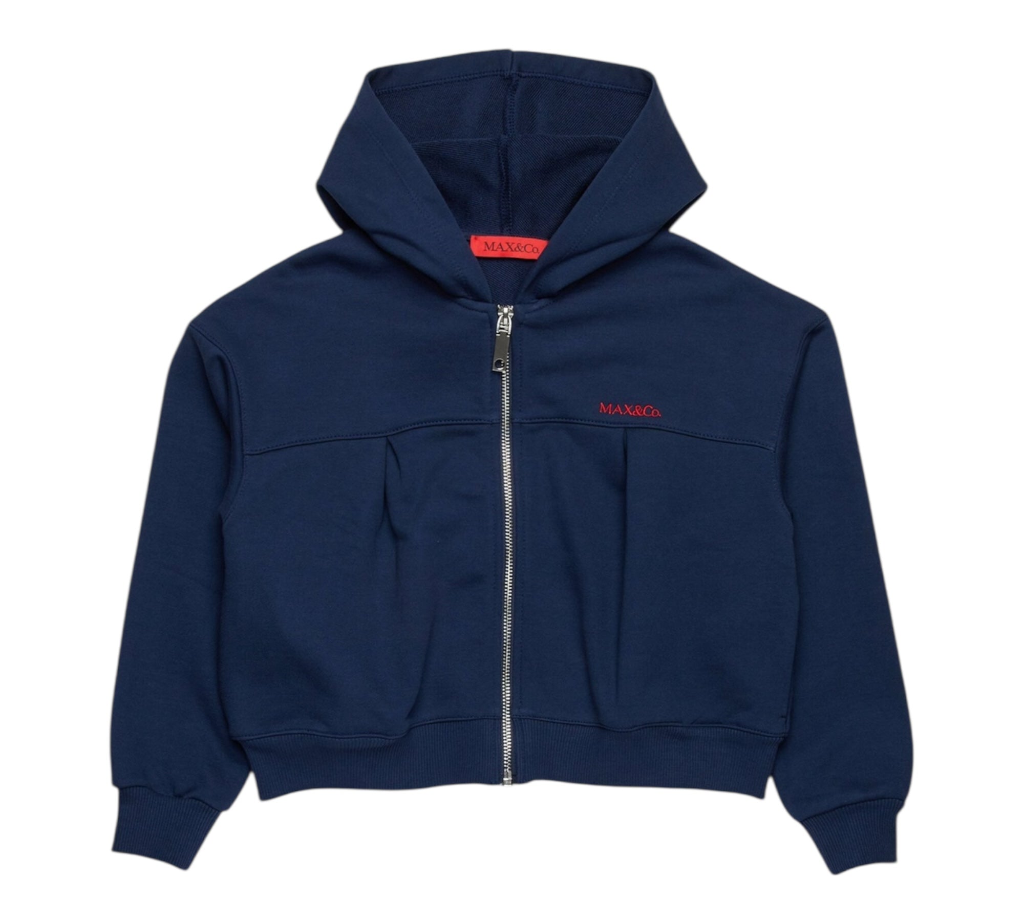 Max&Co. Felpa con Zip E Cappuccio Tinta Unita per Bambina MX01156 BLU MAX&Co. 