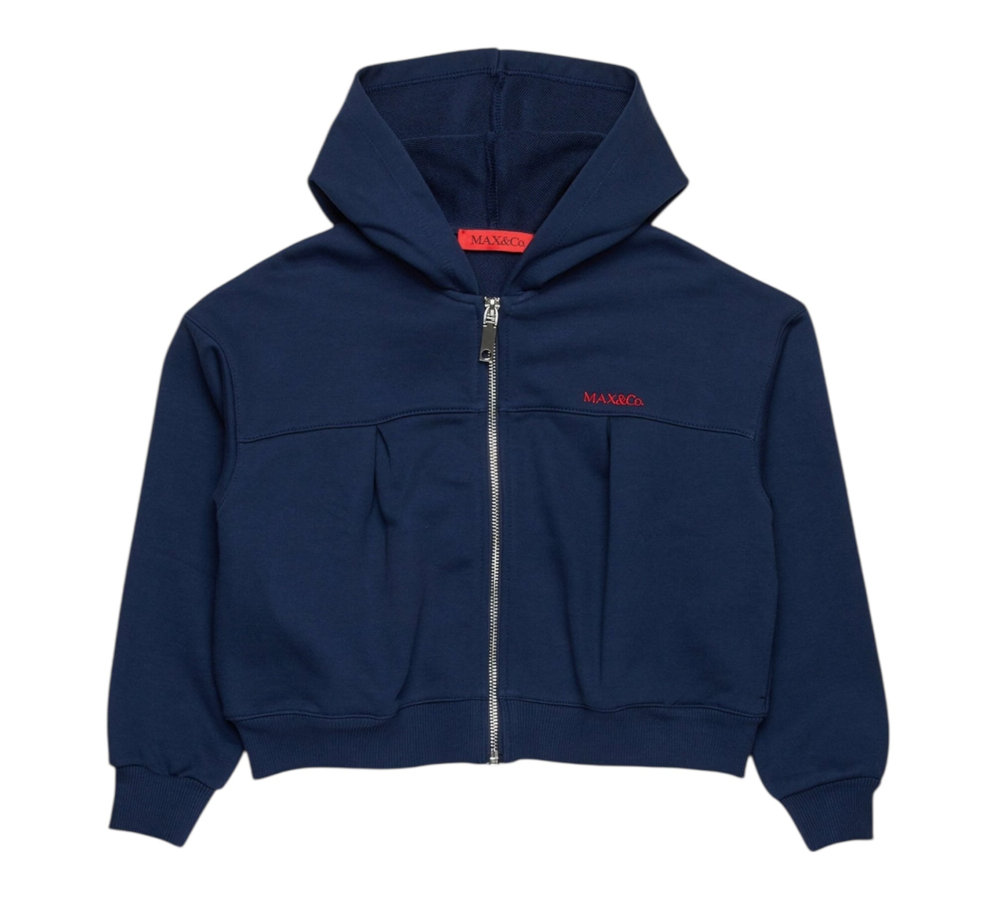Max&Co. Felpa con Zip E Cappuccio Tinta Unita per Bambina MX01156 BLU MAX&Co. 