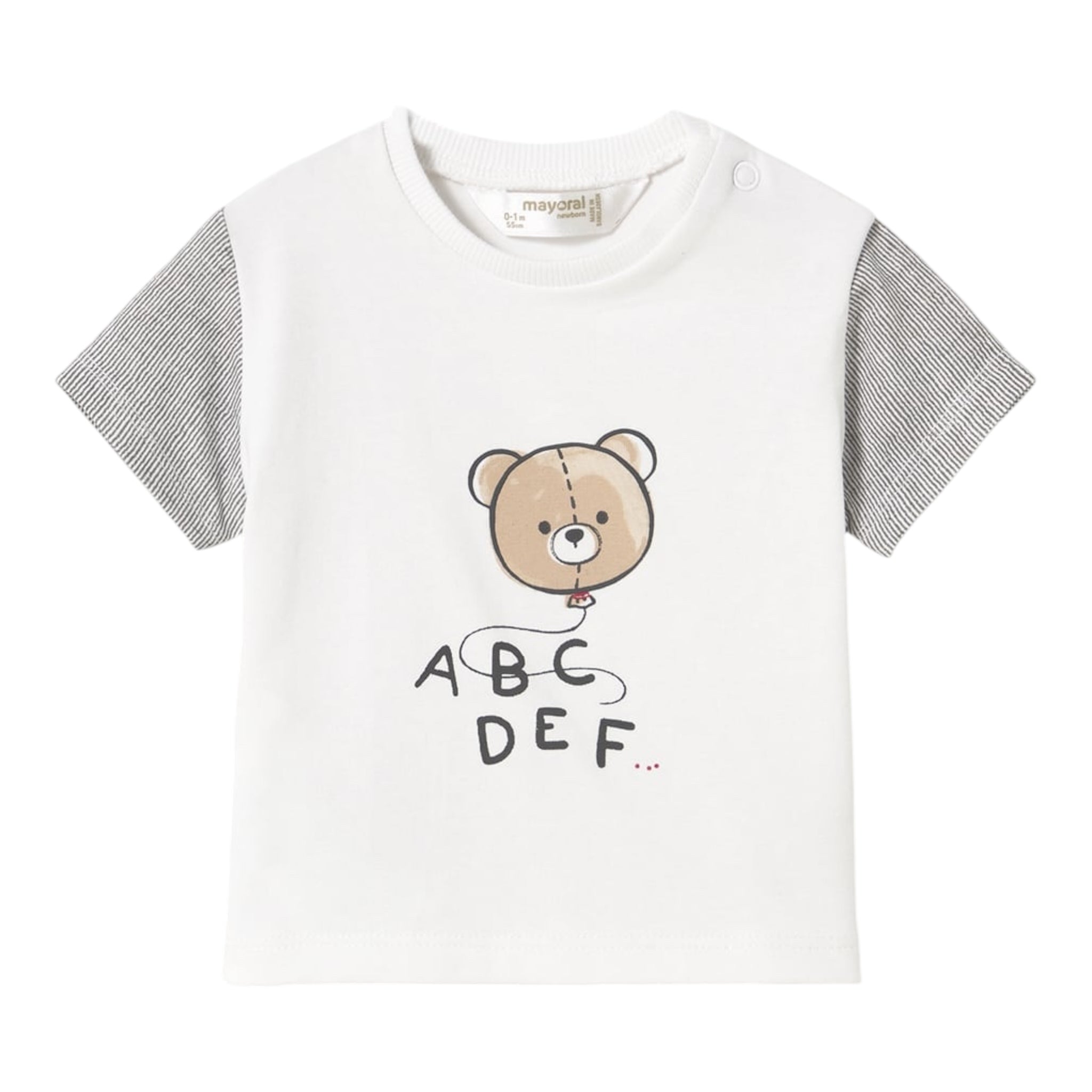 Mayoral T-Shirt Girocollo Tinta Unita con Stampa In Contrasto per Neonato 1037 BIANCO MAYORAL 