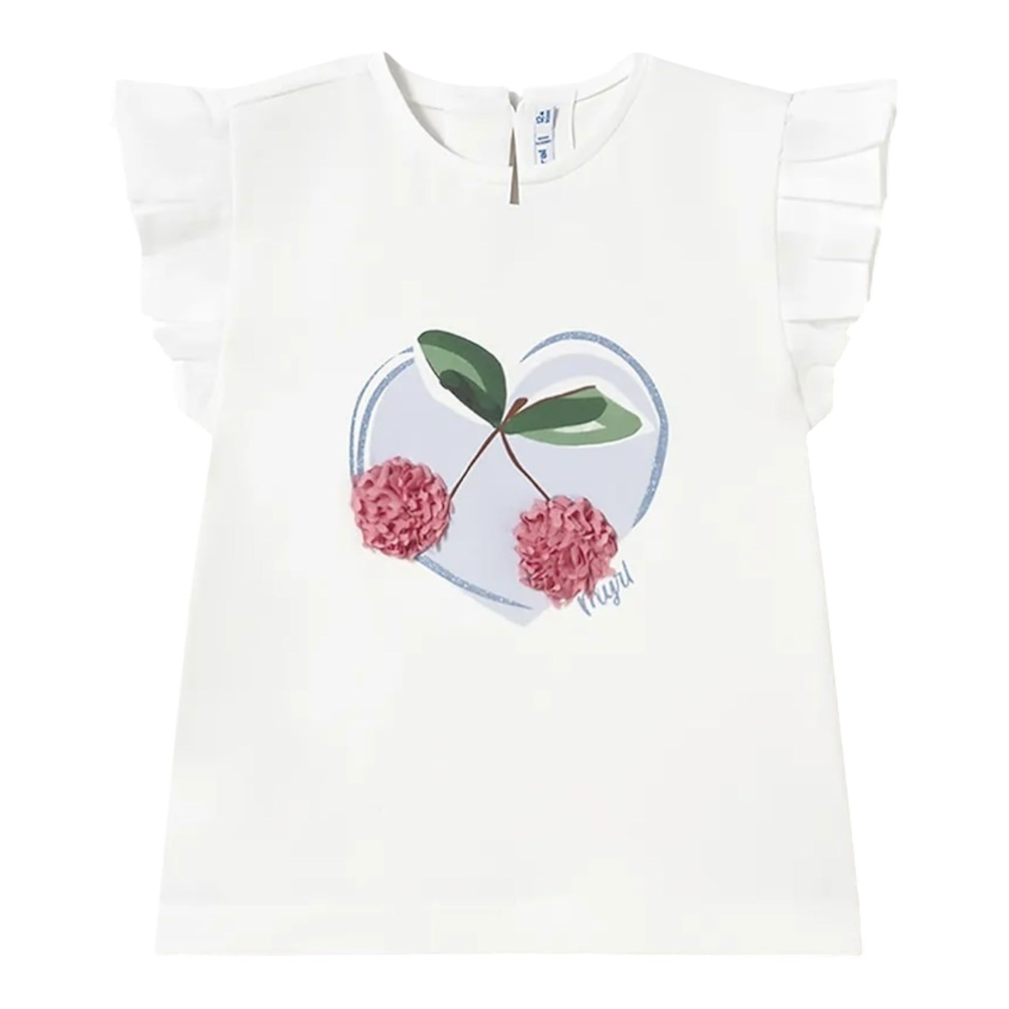 Mayoral T-Shirt Girocollo Tinta Unita con Stampa per Neonata 1042 BIANCO/AZZURRO MAYORAL 