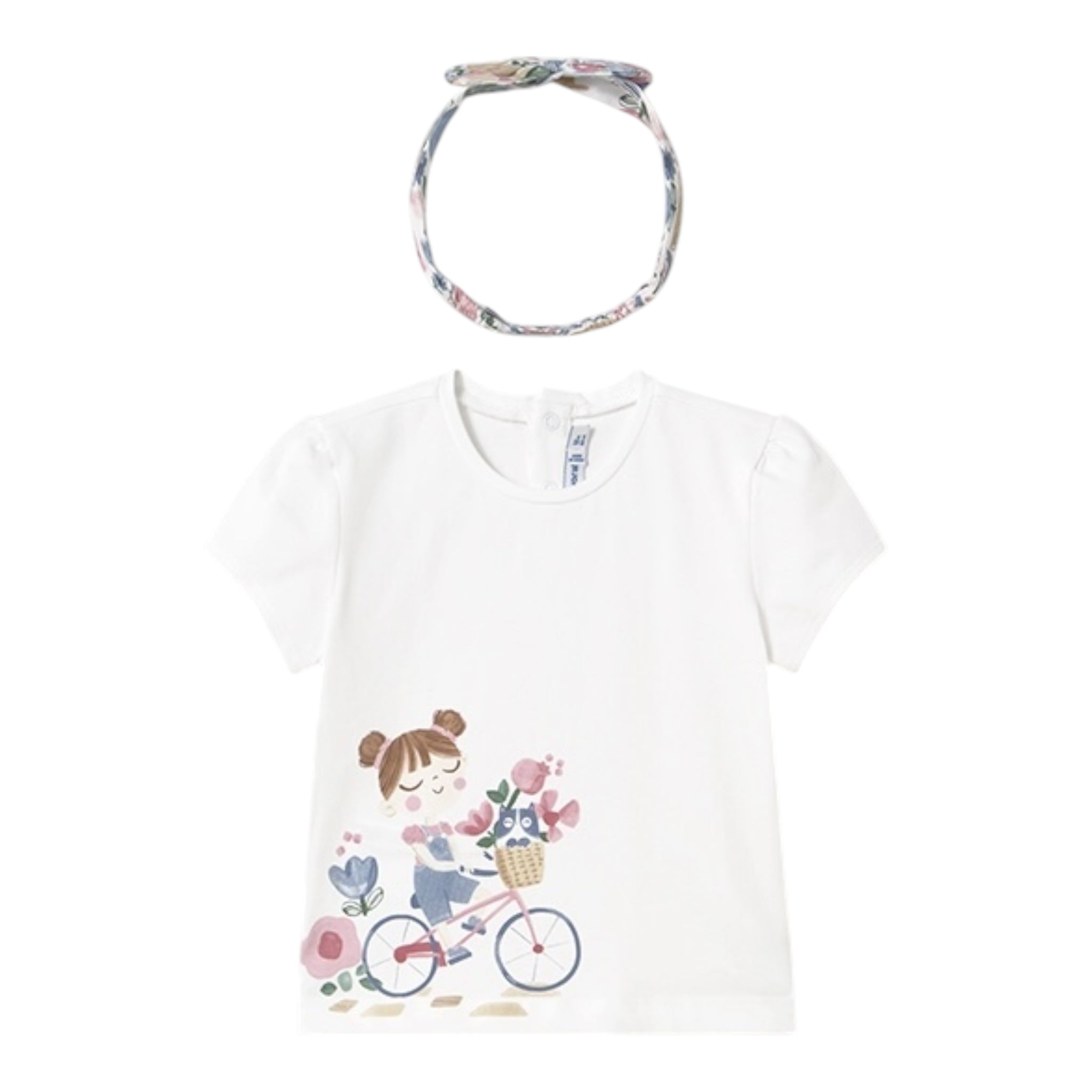 Mayoral Set T-Shirt Girocollo Tinta Unita con Fascia per Neonata 1044 BIANCO MAYORAL 