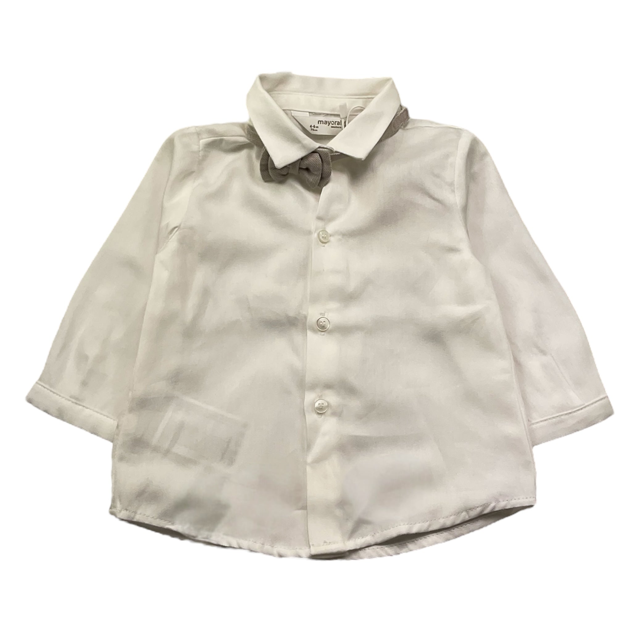 Mayoral Camicia Manica Lunga Tinta Unita con Papillon per Neonato 1102 BIANCO MAYORAL 