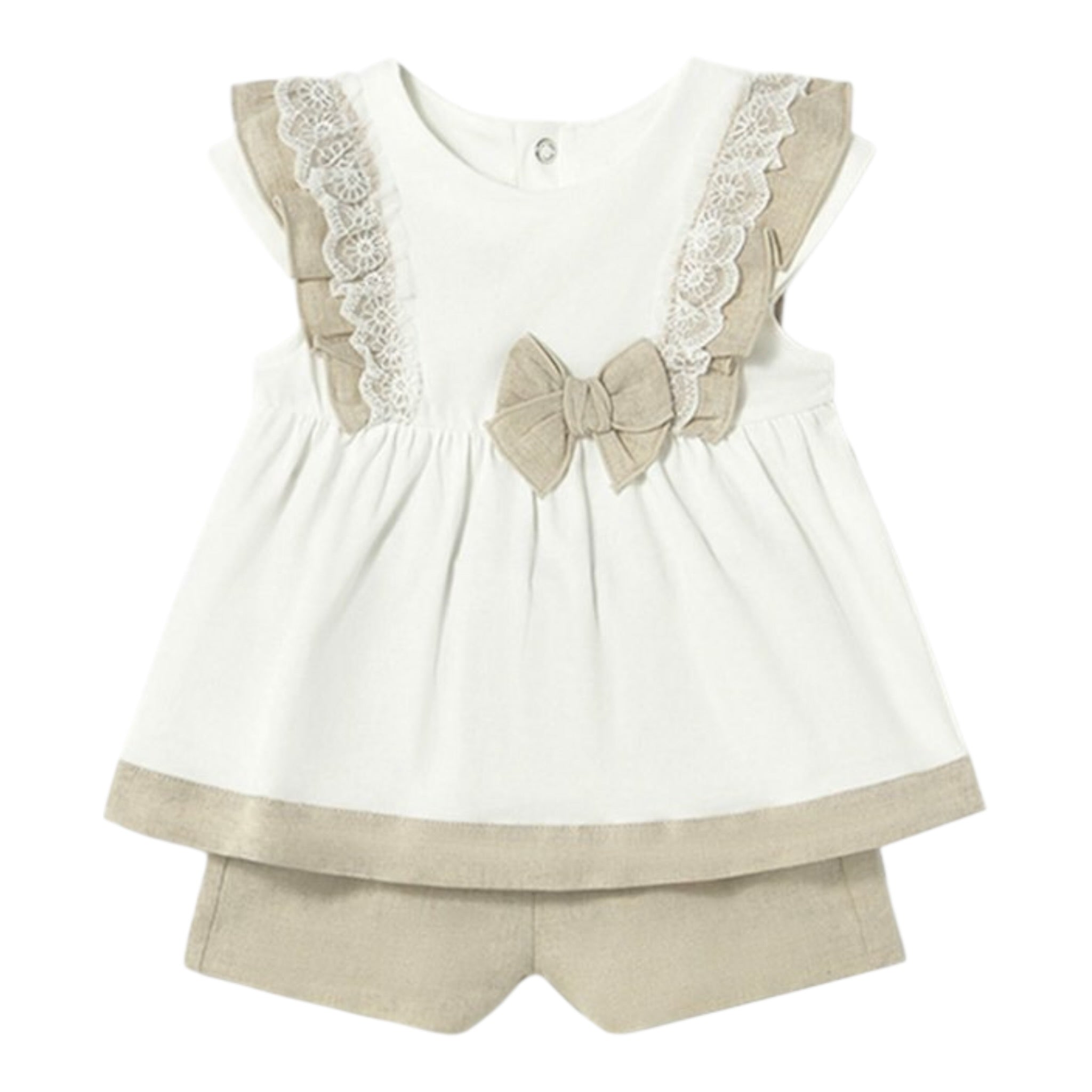 Mayoral Completo 2 Pezzi Camicia-Short Bicolore  per Bambina 1236 BIANCO/BEIGE MAYORAL 