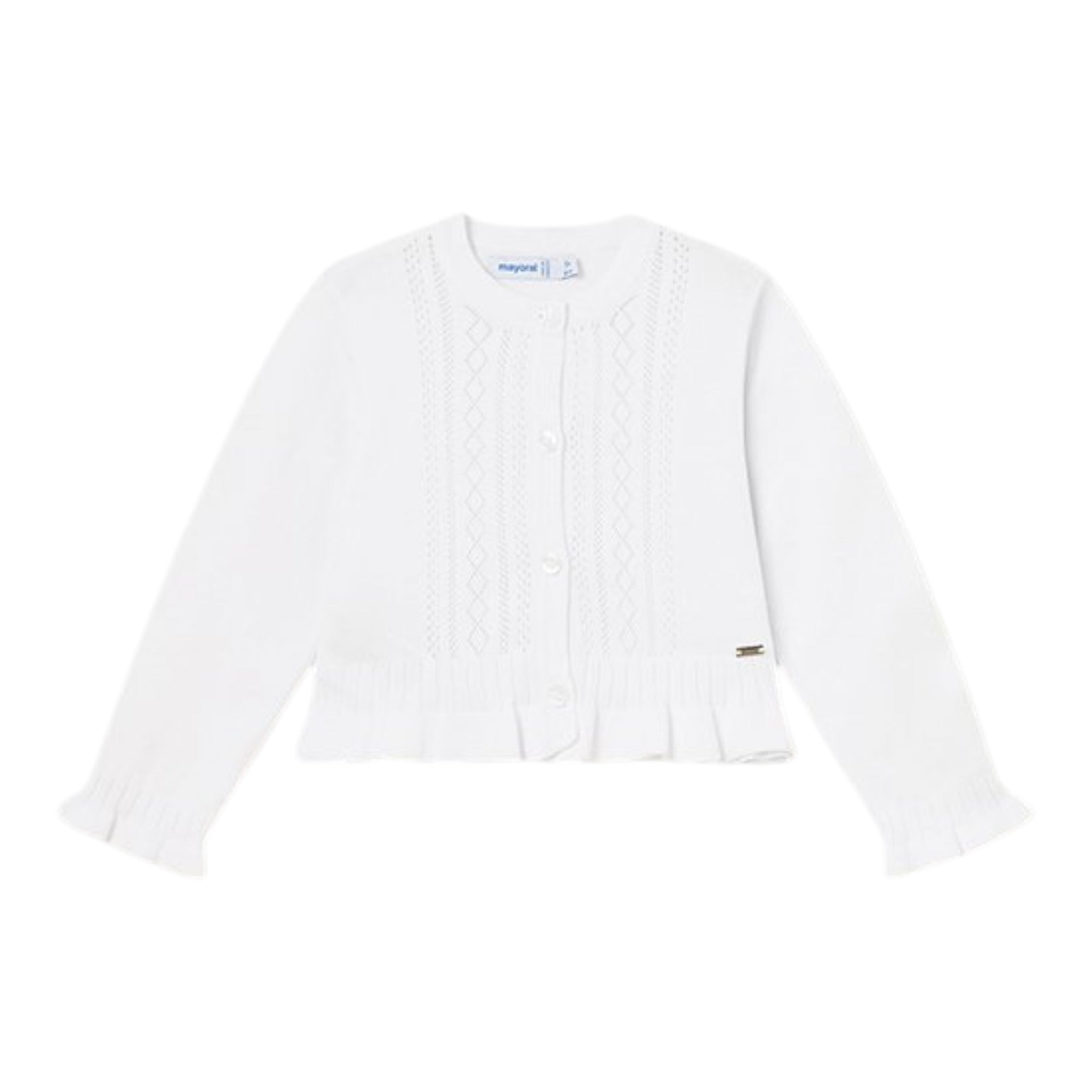 Mayoral Cardigan Tinta Unita con Ricami per Neonata 1383 BIANCO MAYORAL 