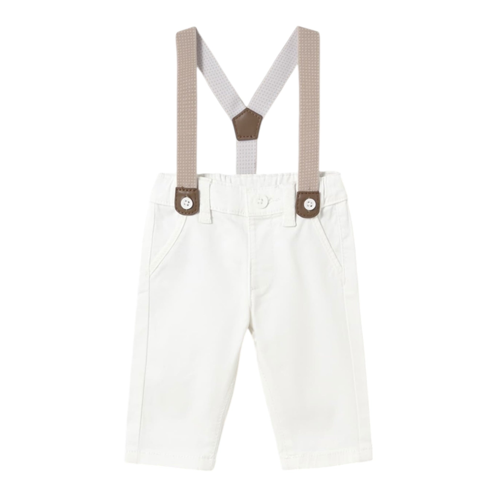 Mayoral Pantalone tinta unita con Bretelle Bianco per Neonato 1561X BIANCO MAYORAL 