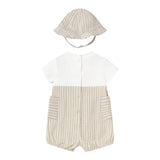 Mayoral Set Pagliaccetto Bicolore con Fantasia A Righe-Cappello per Neonato 1602 BIANCO/BEIGE MAYORAL 