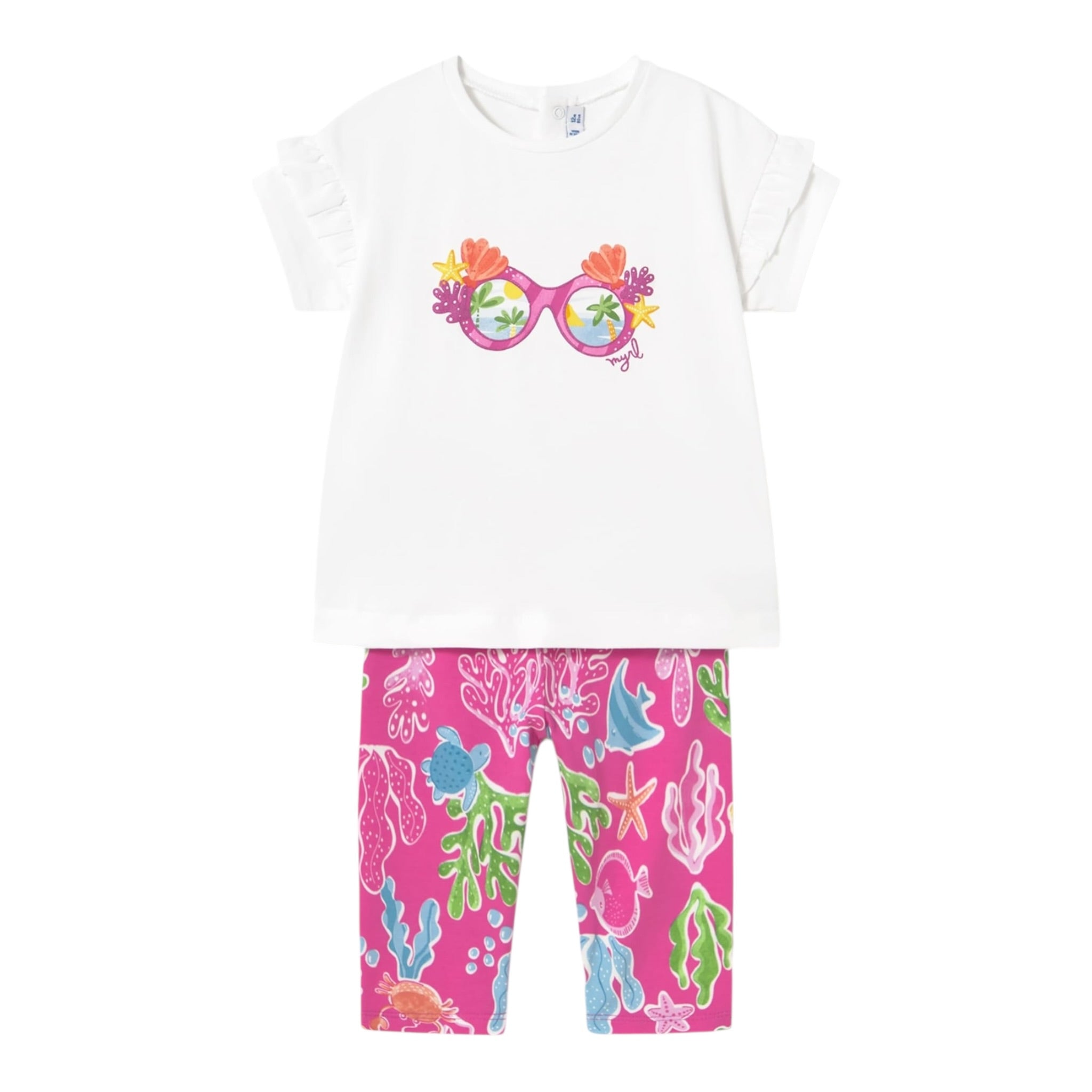 Mayoral Completo 2 Pezzi T-Shirt-Leggins per Neonata 1739X BIANCO/FUXIA MAYORAL 