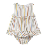 Mayoral Abito Tinta Unita Set con Coulotte Fantasia A Righe per Neonata 1844 BIANCO MAYORAL 