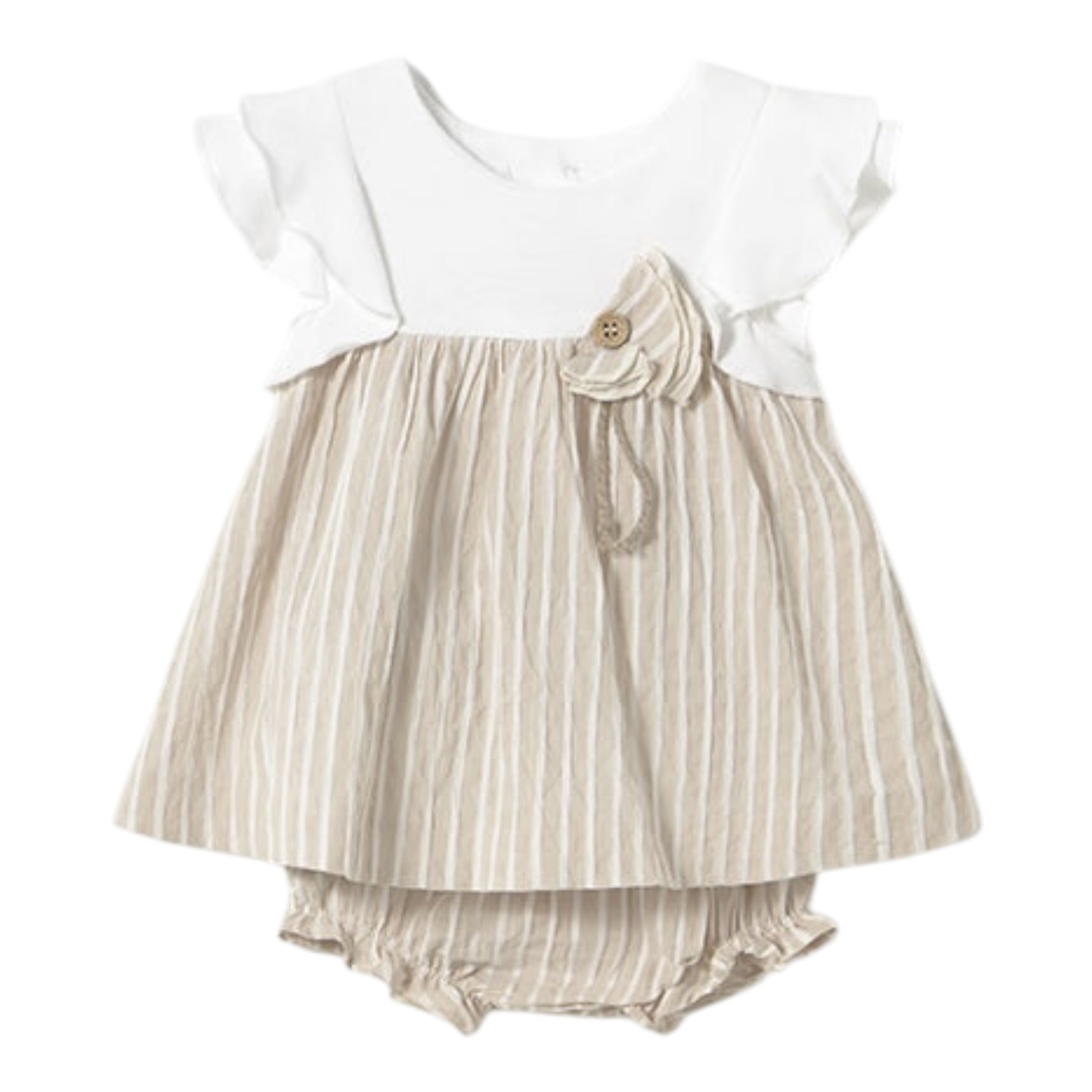 Mayoral Set 2 Pezzi Abito-Coulotte Bicolore per Neonata 1845X BIANCO/BEIGE MAYORAL 