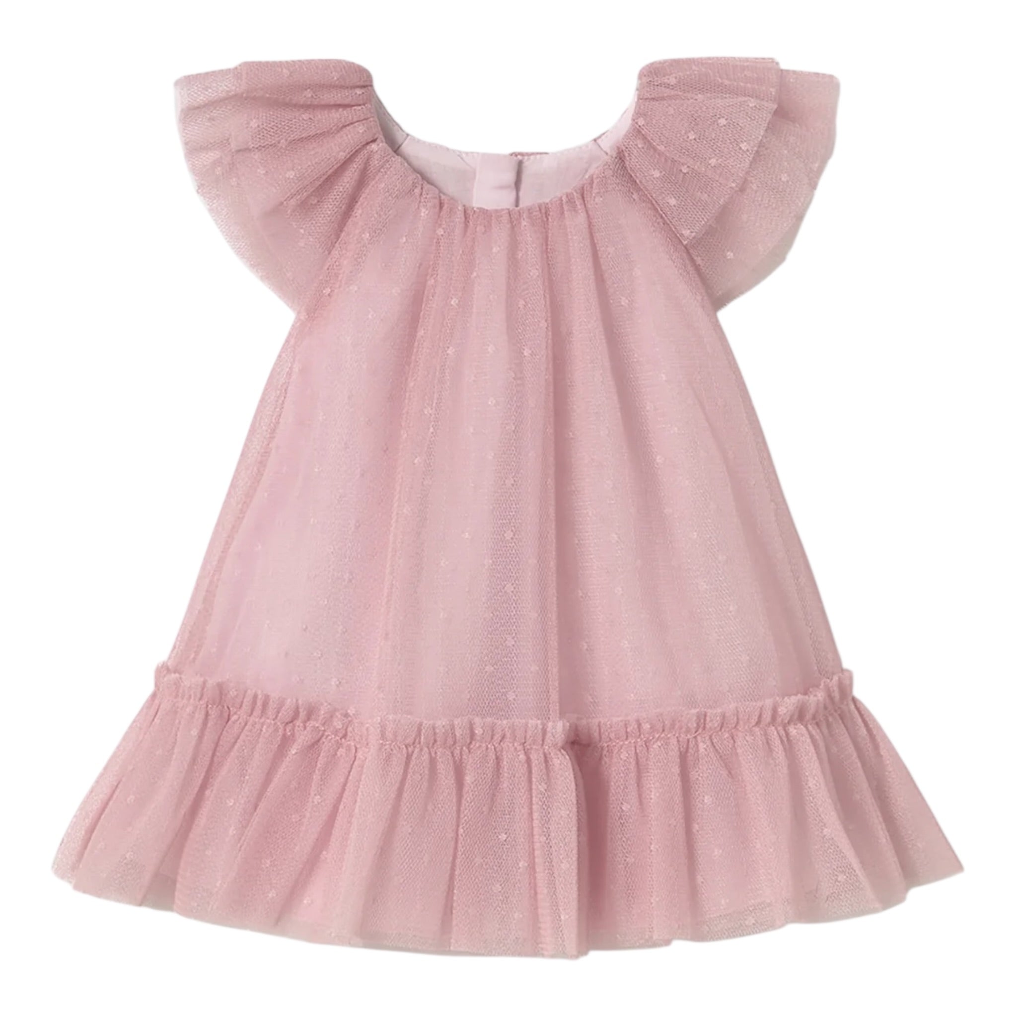 Mayoral Abito Giromanica Tinta Unita con Tulle per Neonata 1850XX ROSA MAYORAL 