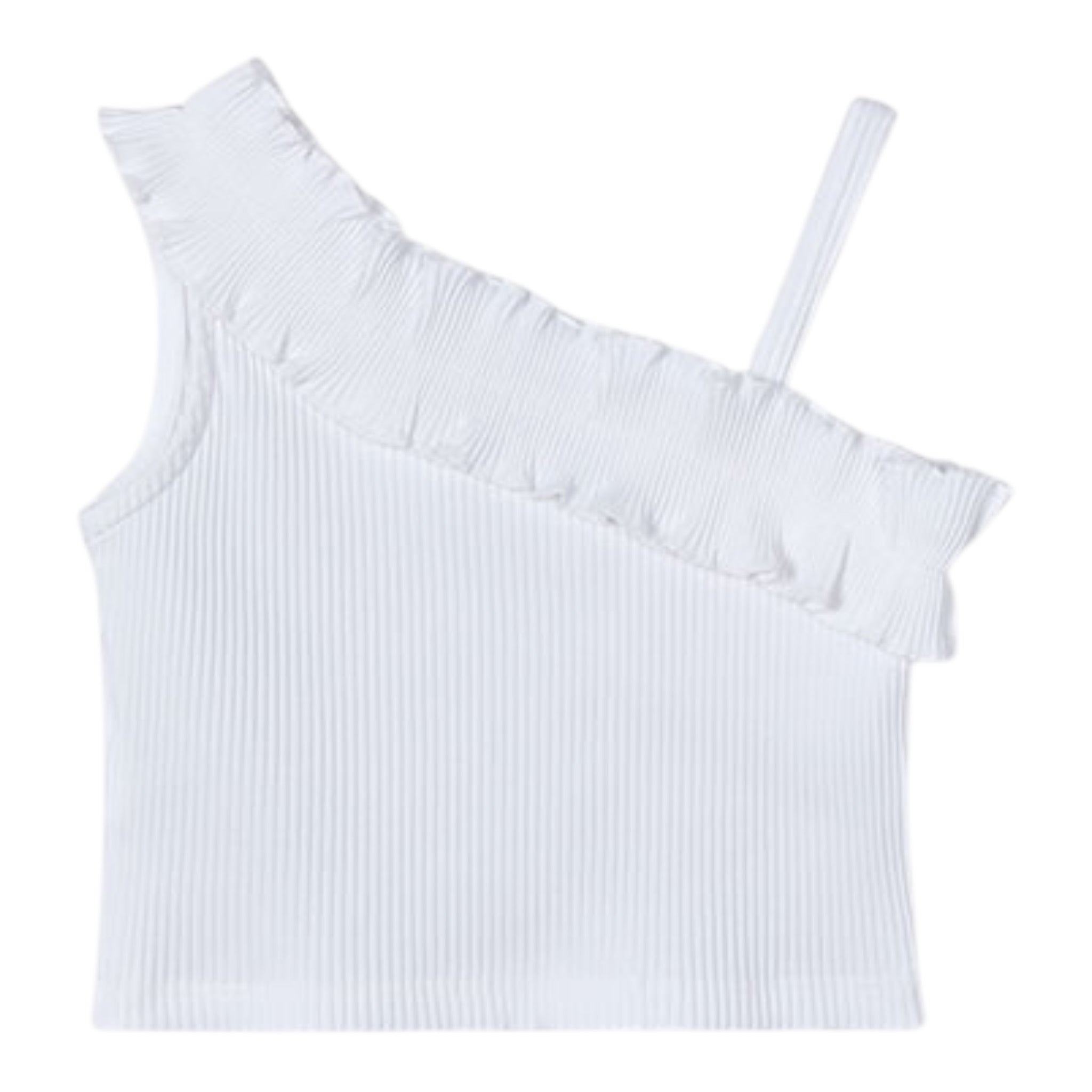 Mayoral Top Tinta Unita con Rouches per Bambina 3018 BIANCO MAYORAL 