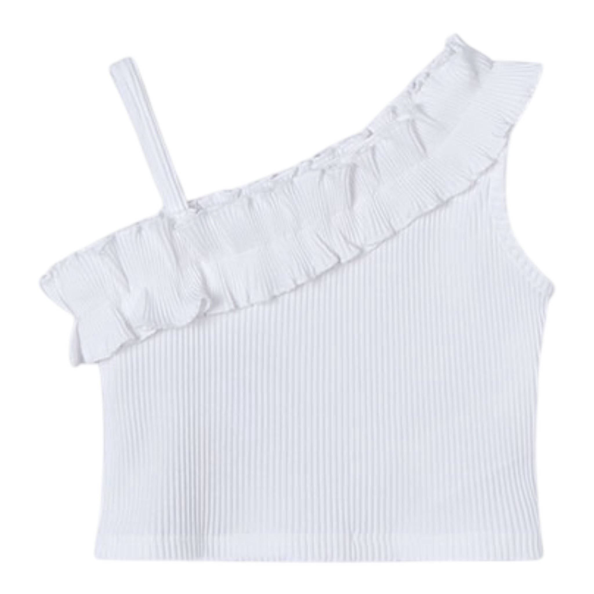 Mayoral Top Tinta Unita con Rouches per Bambina 3018 BIANCO MAYORAL 