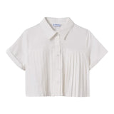 Mayoral Camicia Mezza Manica tinta unita Bianco per Bambina 6144 BIANCO MAYORAL 