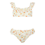Mefui Costume 2 Pezzi Fascia-Slip Tinta Unita con Fantasia per Bambina MJ250201X08 PANNA MEFUI 