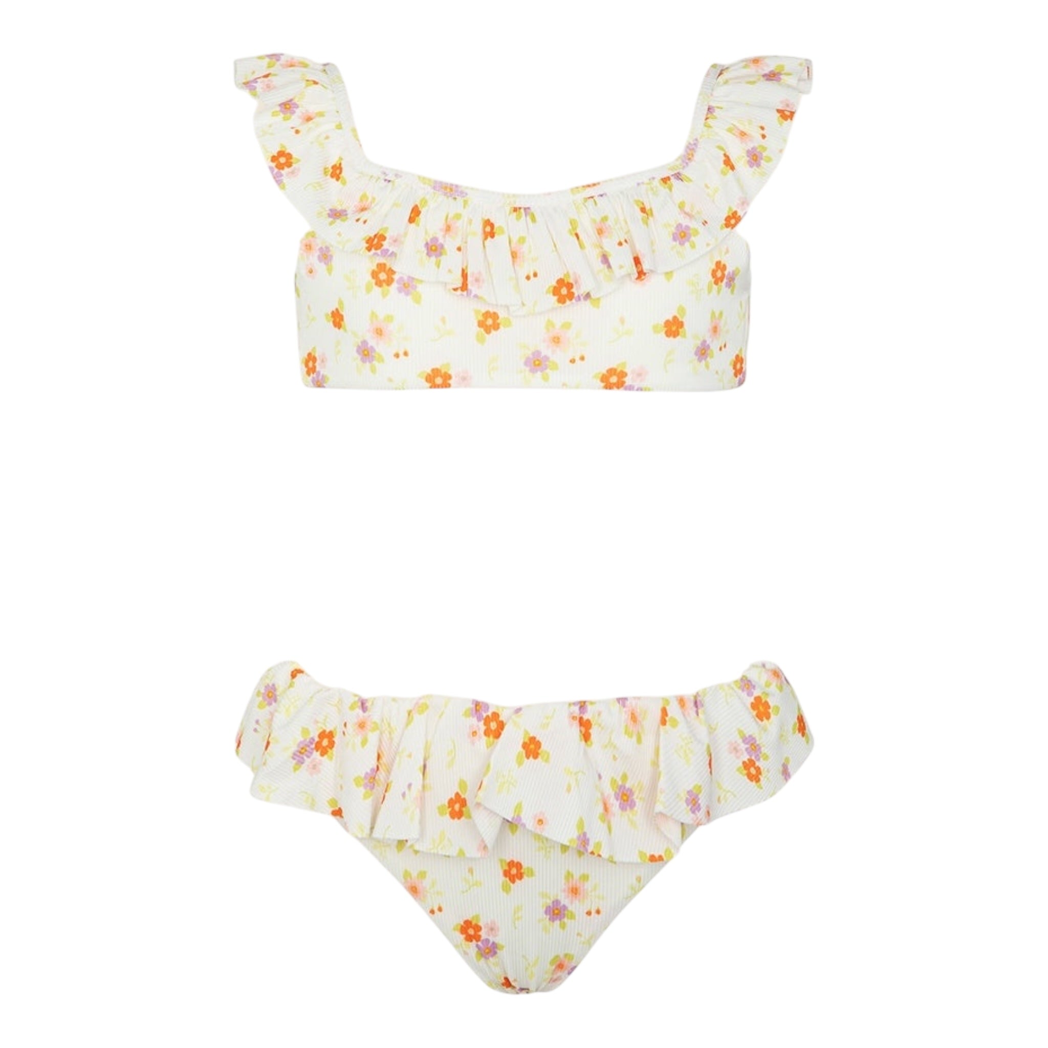 Mefui Costume 2 Pezzi Fascia-Slip Tinta Unita con Fantasia per Bambina MJ250201X08 PANNA MEFUI 
