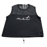Met Cantta Tinta Unita con Stampa per Bambina ME327 NERO MET 