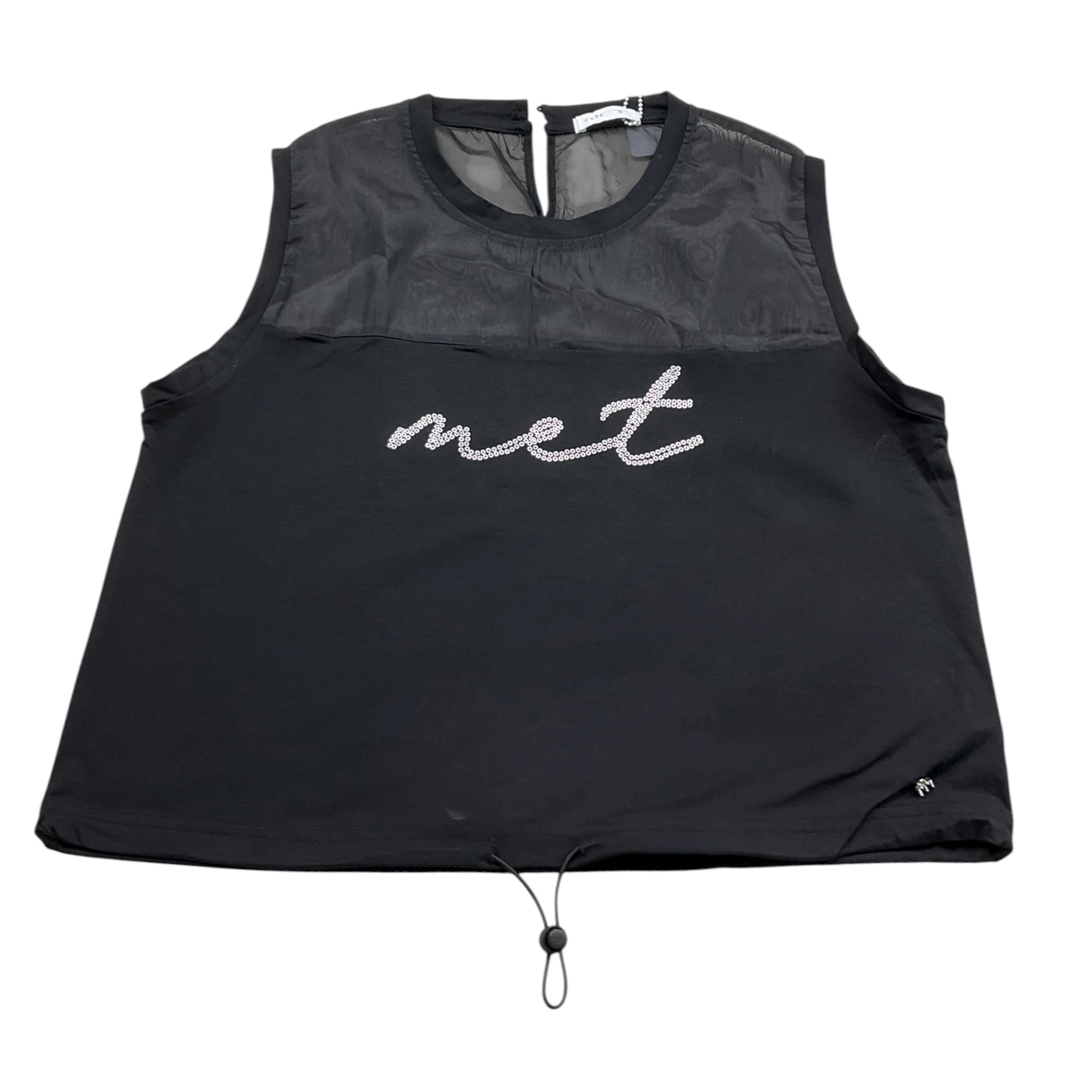 Met Cantta Tinta Unita con Stampa per Bambina ME327 NERO MET 