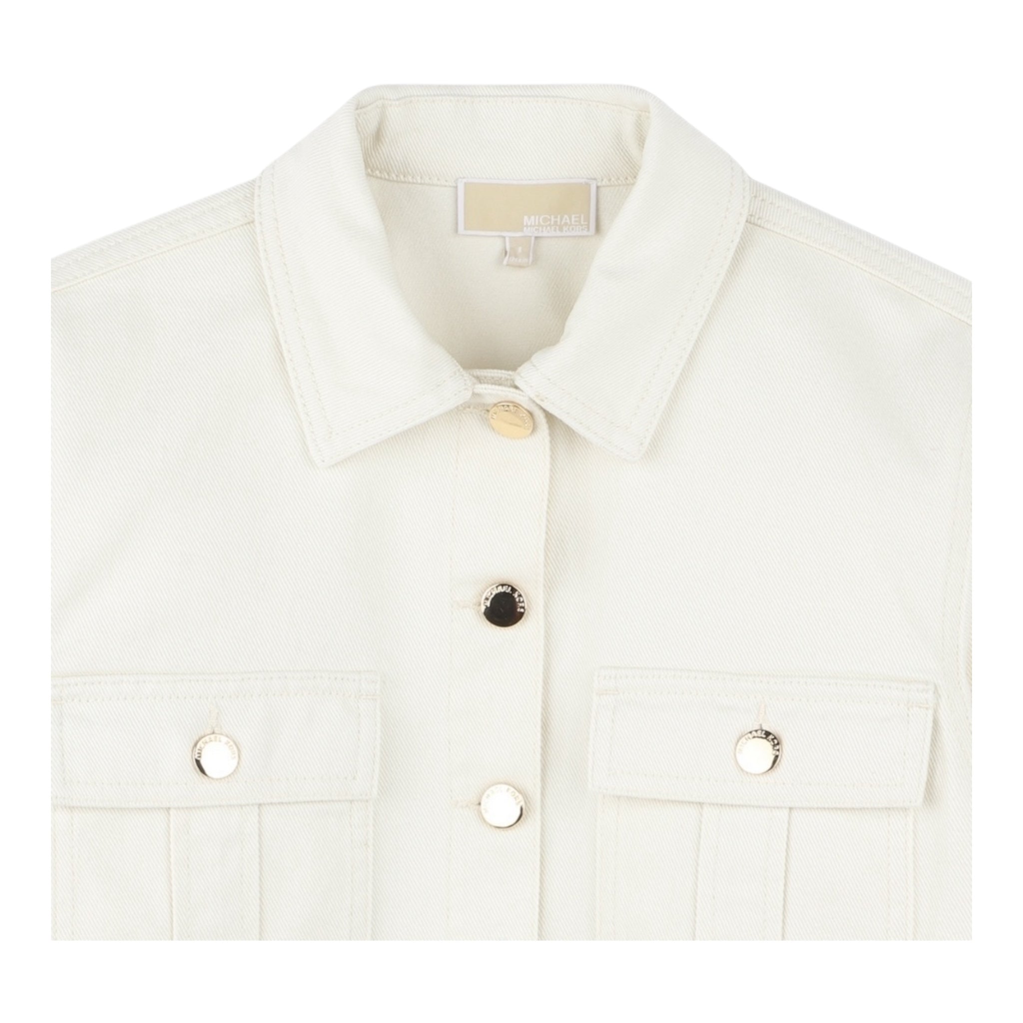 Michael Kors Giubbino Denim Tinta Unita con Applicazioni per Bambina R30293 CREMA MICHAEL KORS 