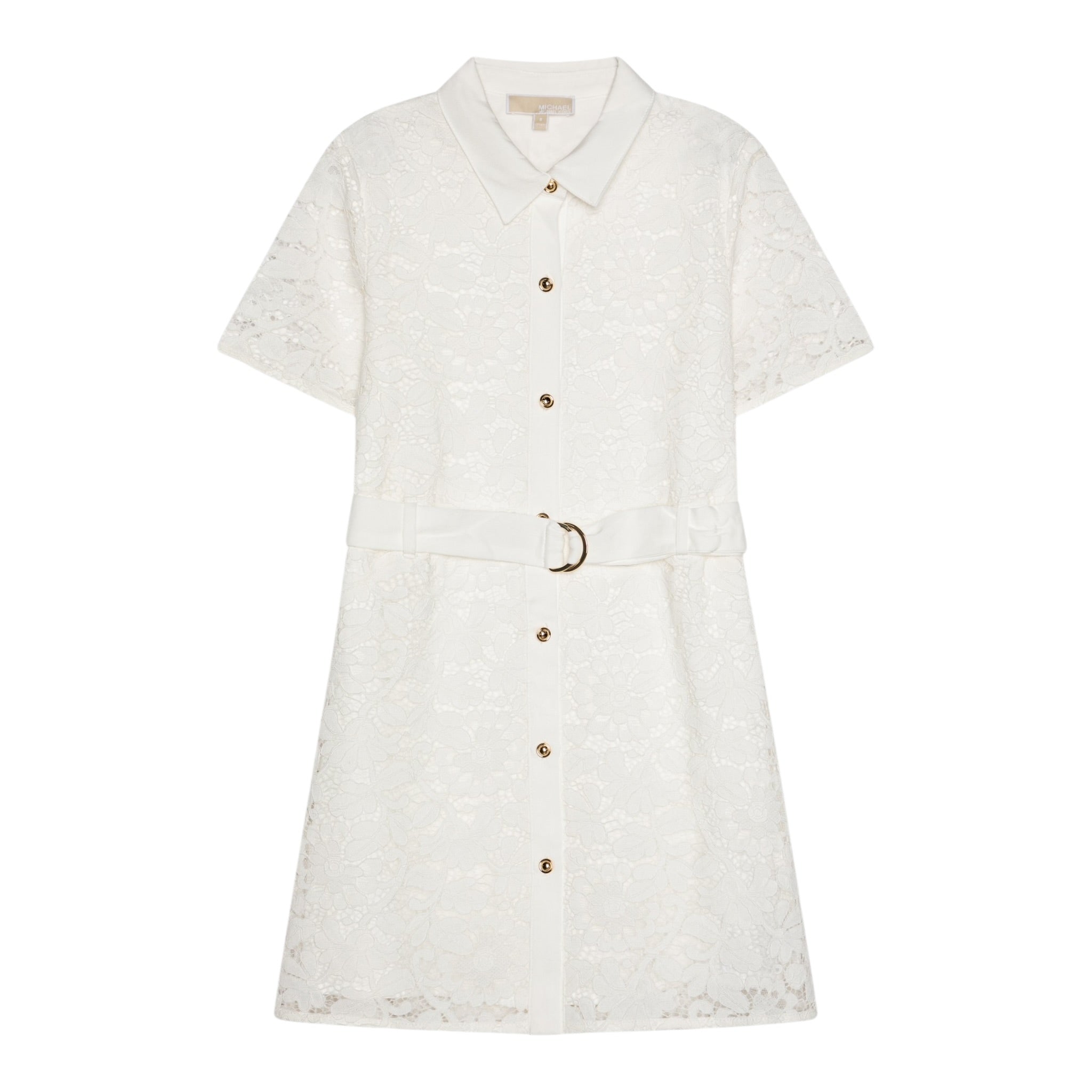 Michael Kors Abito Mezza Manica Tinta Unita con Ricami per Bambina R30295X BIANCO MICHAEL KORS 