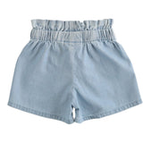 Mini Banda Short In Denim Tinta Unita con Elastico In Vita per Neonata 32744 AZZURRO MINI BANDA 