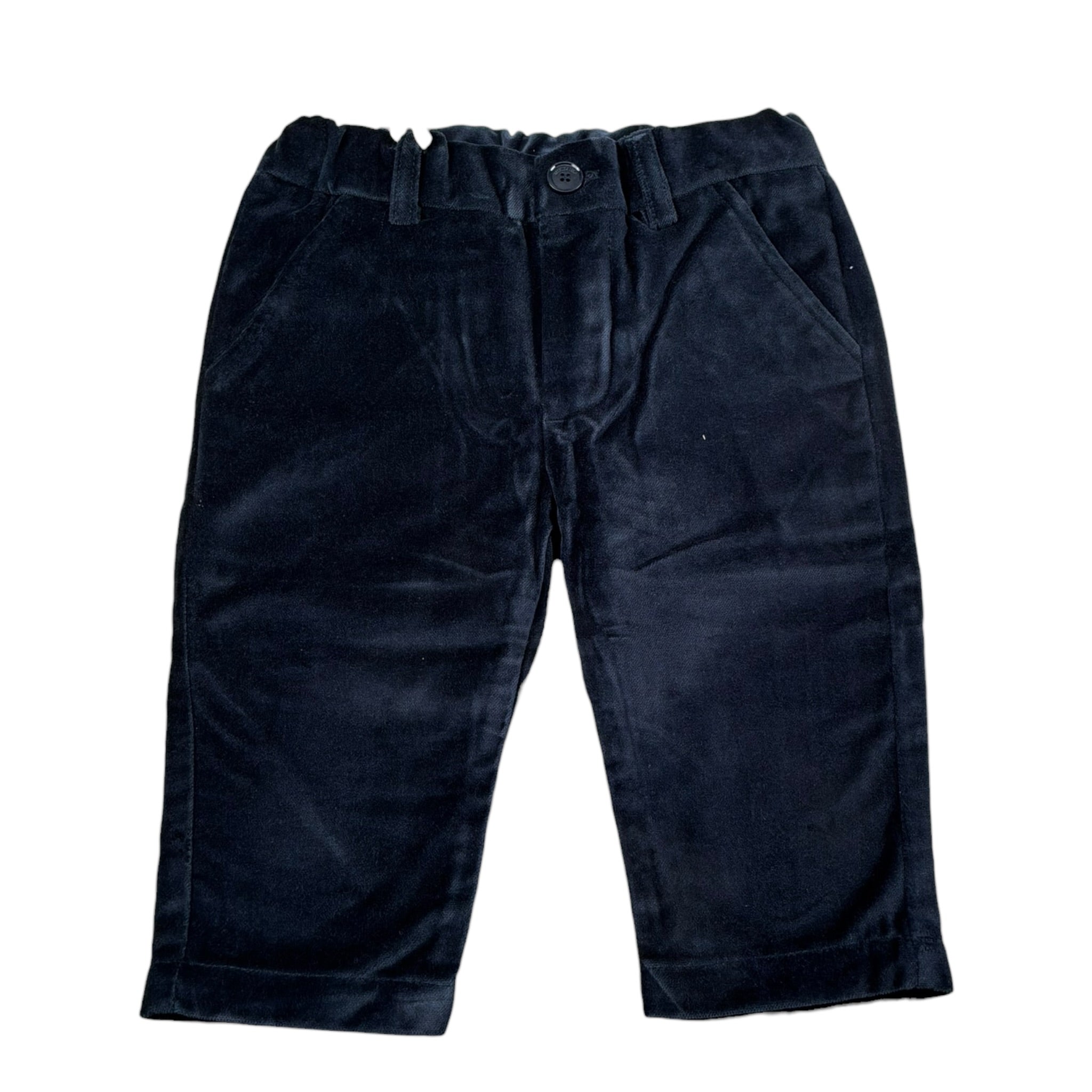 Mini Banda Pantalone Tinta Unita In Velluto per Neonato 3A620 BLU MINI BANDA 