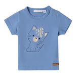 Mini Banda T-Shirt Tinta Unita Girocollo con Stampa per Neonato 3B609 AZZURRO MINI BANDA 