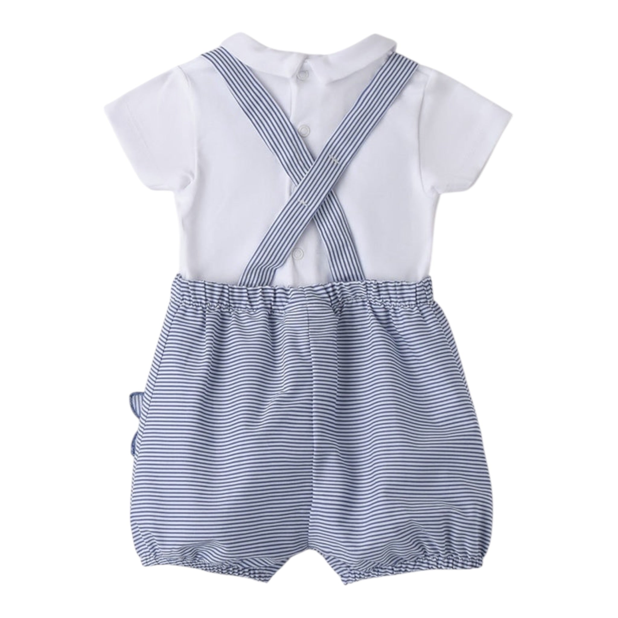Mini Banda Complet 2 Pezzi Pagliaccetto-Body Bianco/Blu per Neonato 3B679X BIANCO/BLU MINI BANDA 