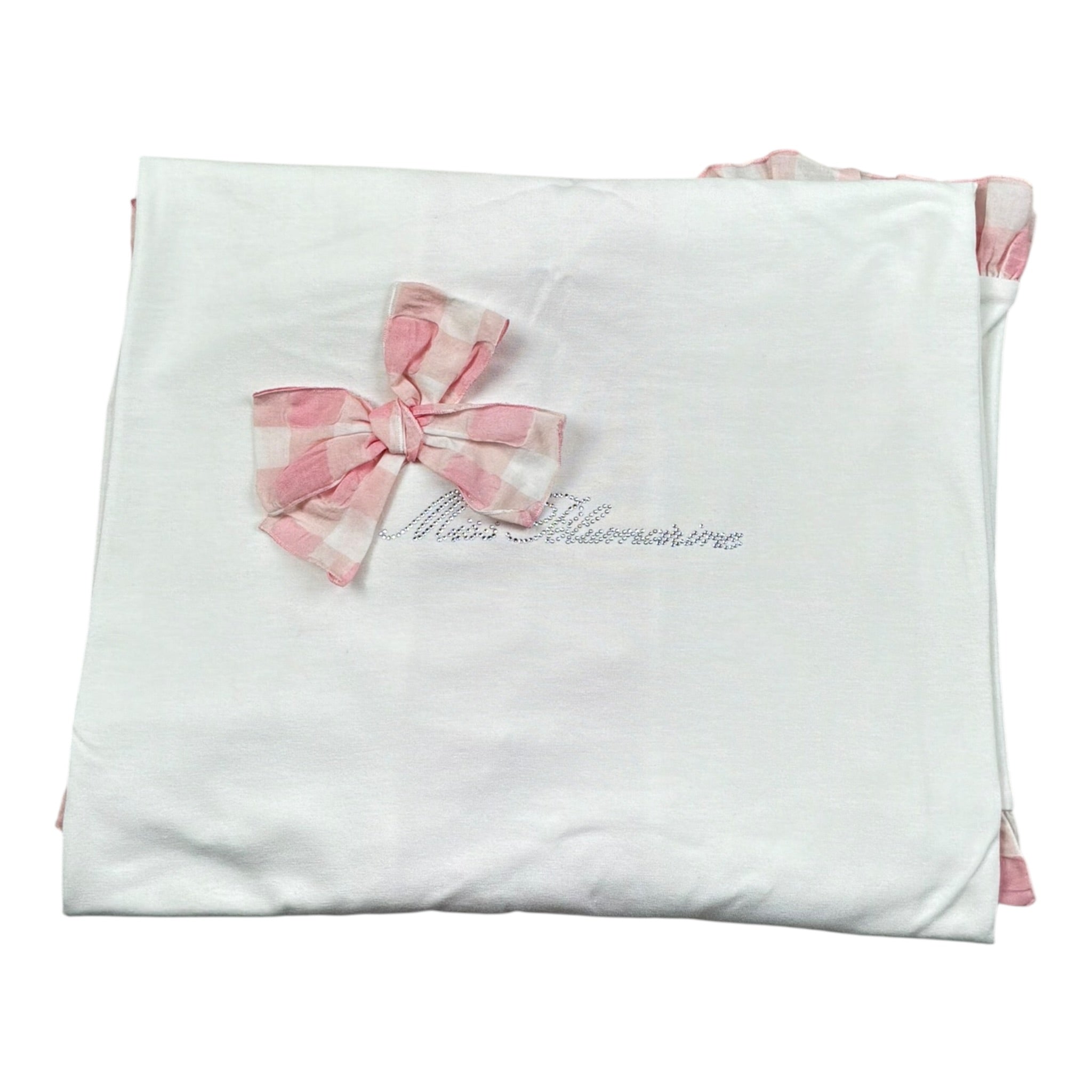 Miss Blumarine Coperta Tinta Unita con Ruches per Neonata MBL2394 BIANCO MISS BLUMARINE 