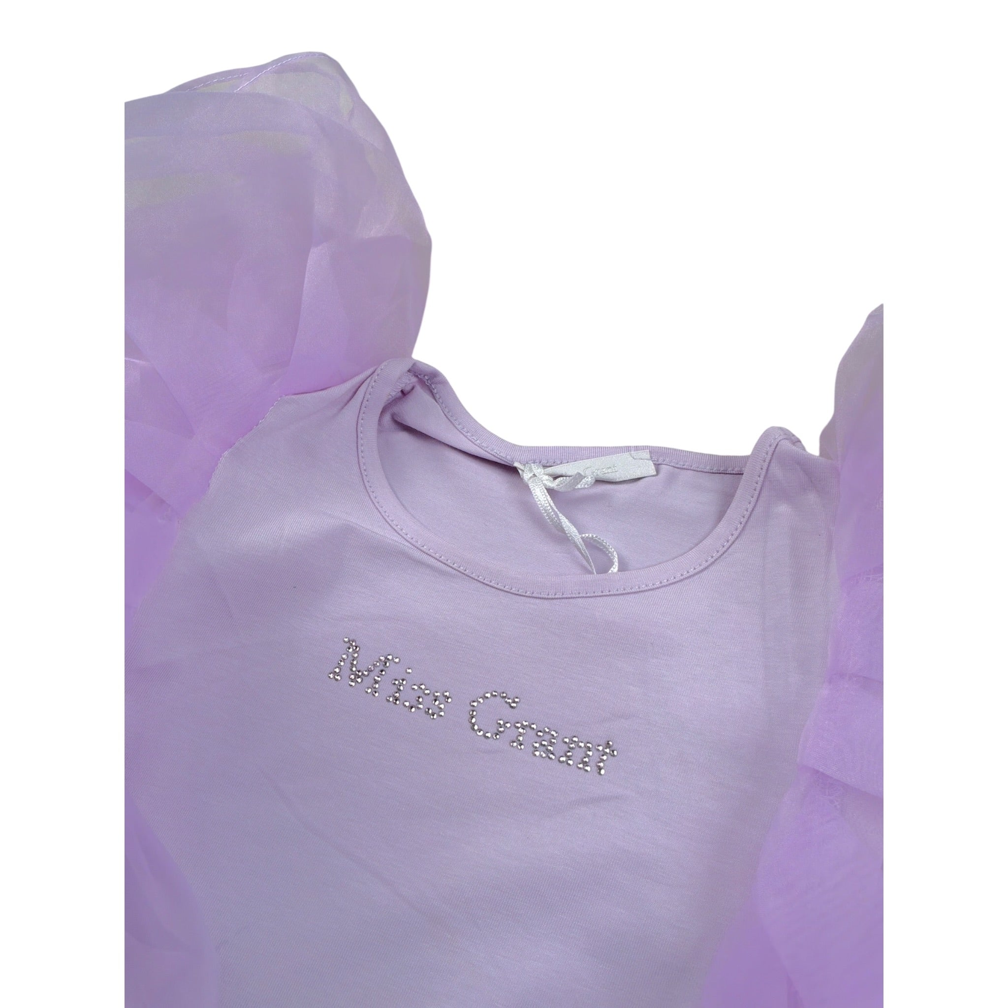 Miss Grant Top tinta unita con Rouches Lilla per Bambina MG1091 LILLA MISS GRANT 