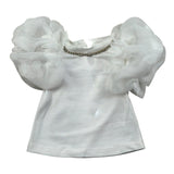Miss Grant T-Shrit Girocollo Tinta Unita con Applicazioni per Neonata MG1244 BIANCO MISS GRANT 