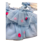 Miss Grant Top Giromanica Tinta Unita In Tulle con Applicazioni per Bambina MG1295J AZZURRO MISS GRANT 