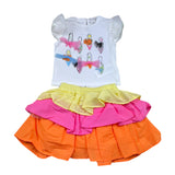Miss Grant Completo 2 Pezzi Gonna-T-Shirt per Neonata MG1307 BIANCO MISS GRANT 