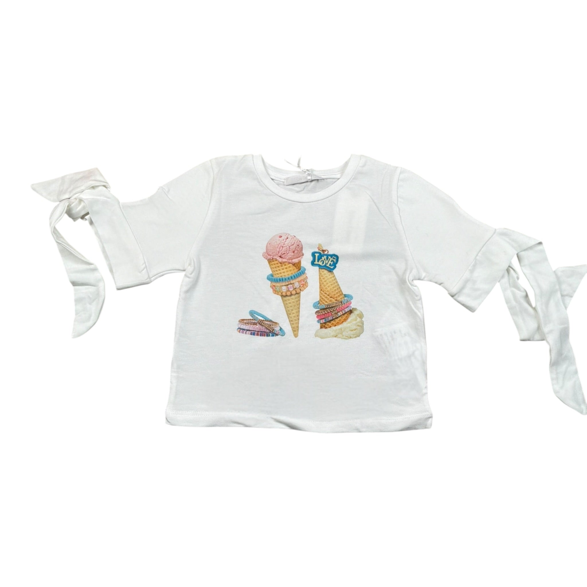 Miss Grant T-Shirt Girocollo tinta unita con Stampa Bianco per Bambina MG1317 BIANCO MISS GRANT 