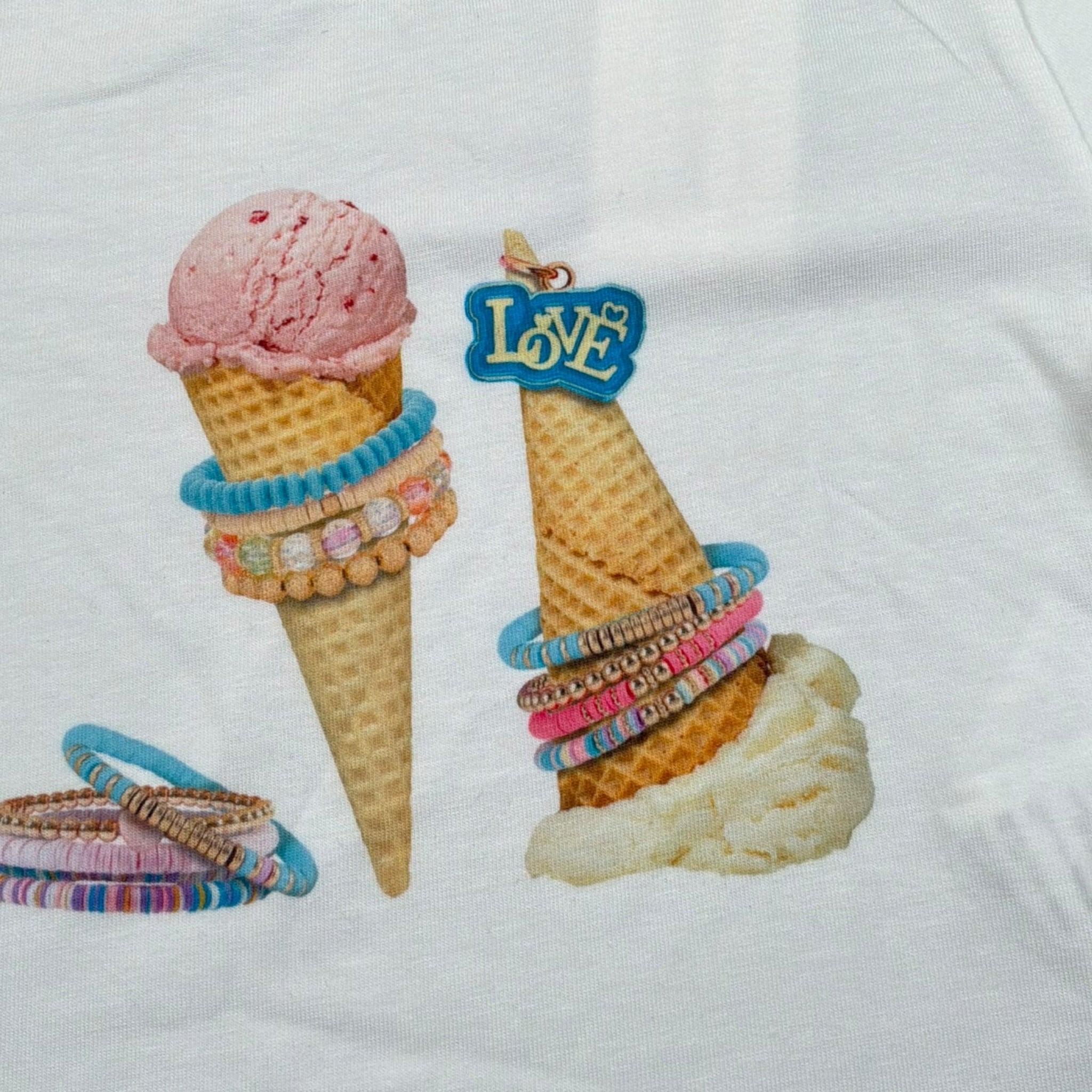 Miss Grant T-Shirt Girocollo tinta unita con Stampa Bianco per Bambina MG1317 BIANCO MISS GRANT 