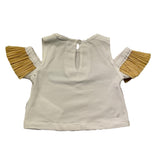 Miss Grant T-Shirt Girocollo Tinta Unita con Scollo Sulle Spalle E Maniche In Paglia per Neonata MG1328N BIANCO MISS GRANT 