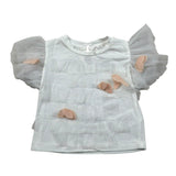 Miss Grant T-Shirt Girocollo Tinta Unita con Applicazioni per Neonata MG1335 BIANCO MISS GRANT 