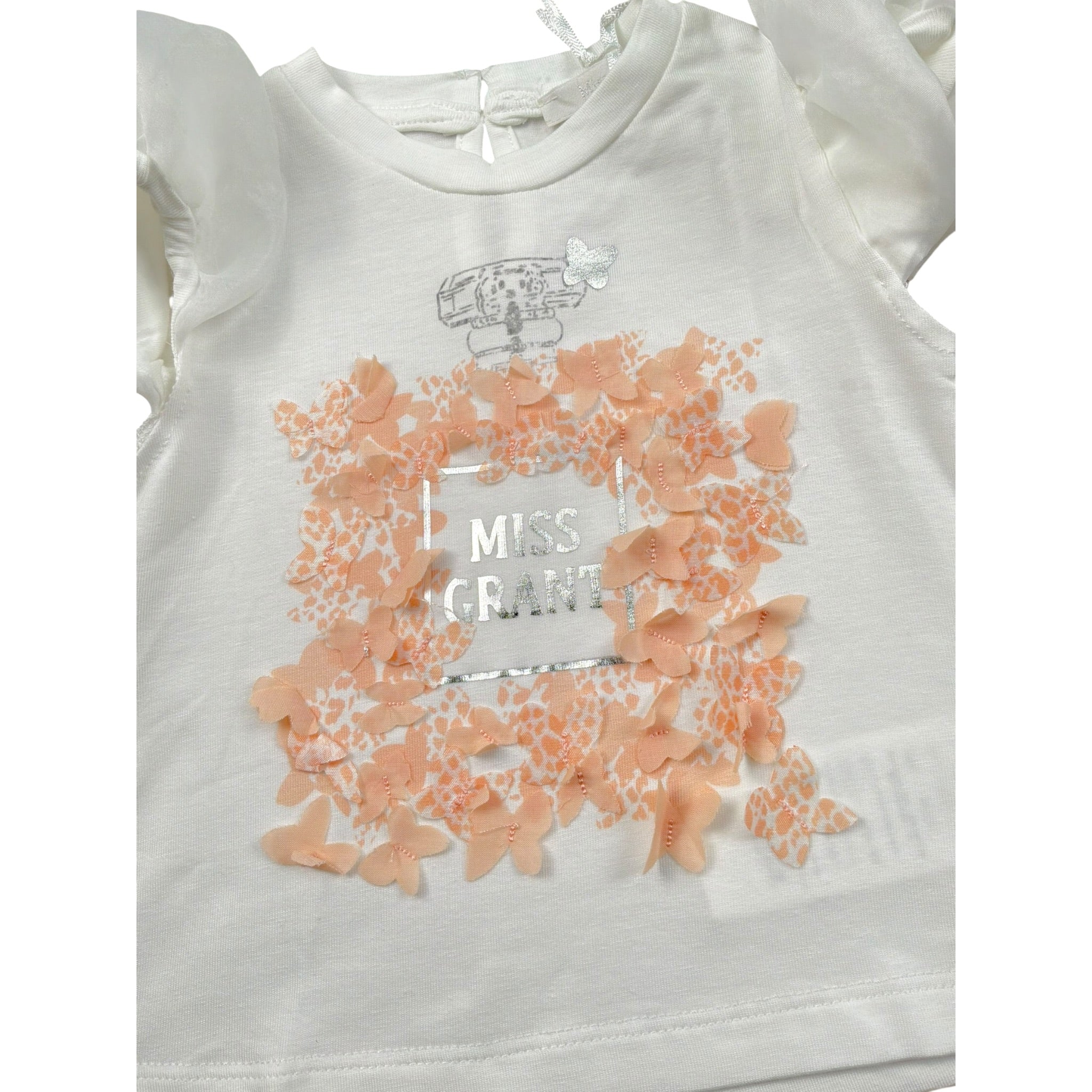 Miss Grant T-Shirt Girocollo tinta unita con Stampa In Contrasto Bianco per Neonata MG1336XX BIANCO MISS GRANT 
