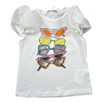 Miss Grant T-Shirt Girocollo tinta unita con Stampa Bianco per Bambina MG1358 BIANCO MISS GRANT 