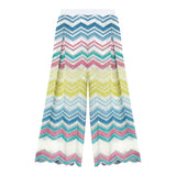 Missoni Pantalone Stampa Fantaisa Modello Palazzo per Bambina MU6B90 BIANCO MISSONI 