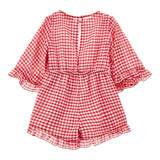 Monnalisa Tuta Intera Bicolore con Fantasia Quadri per Bambina 11E200 BIANCO/ROSSO MONNALISA 