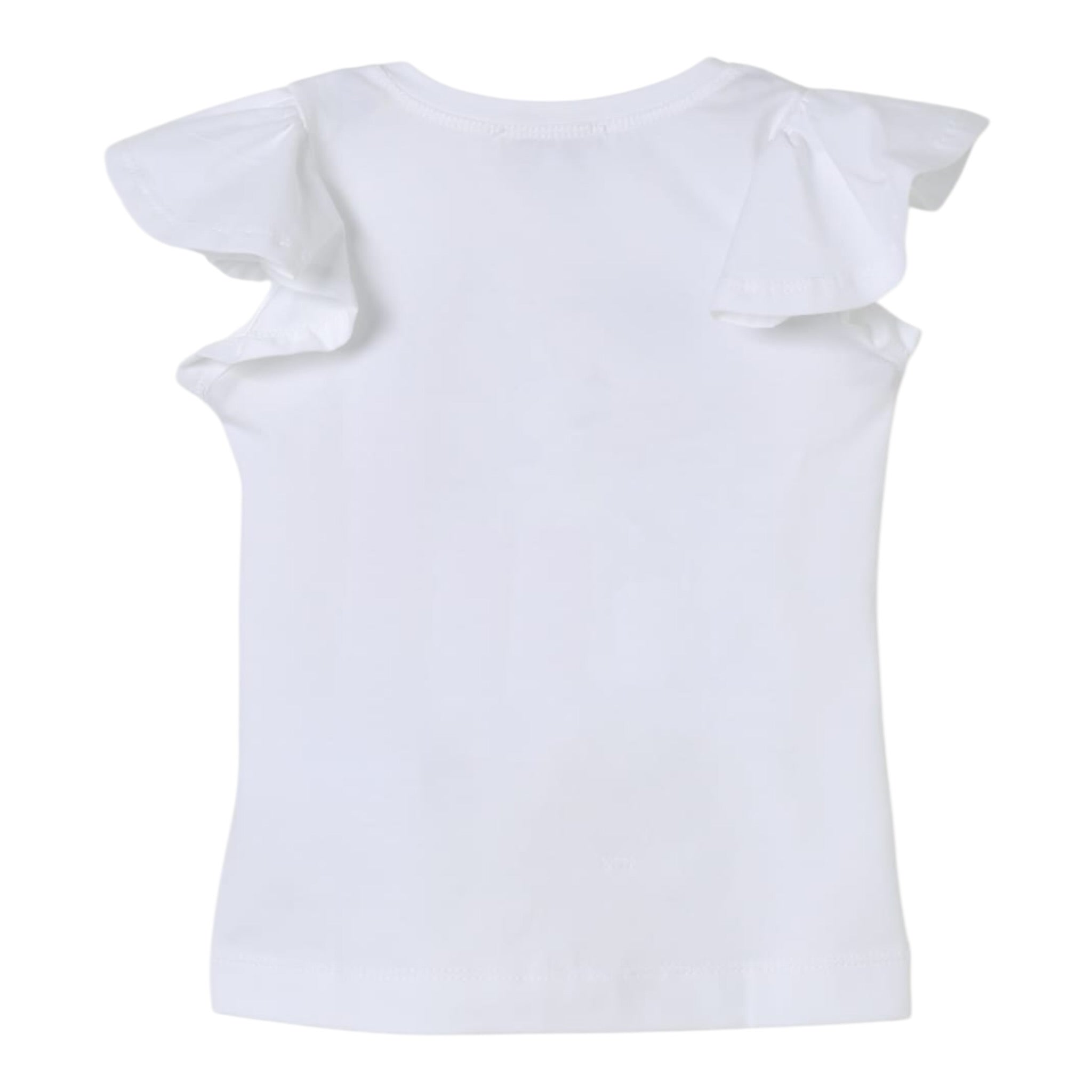 Monnalisa T-Shirt Girocollo con Stampa Brillantini E Rouches per Bambina 11E618X BIANCO MONNALISA 