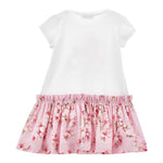 Monnalisa Abito Tinta Unita con Fantasia Fiori per Bambina 11E906XX BIANCO/ROSA MONNALISA 