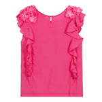 Monnalisa Camicia Giromanica Tinta Unita con Applicazioni per Bambina 175603FS ROSA FLUO MONNALISA 