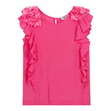 Monnalisa Camicia Giromanica Tinta Unita con Applicazioni per Bambina 175603FS ROSA FLUO MONNALISA 