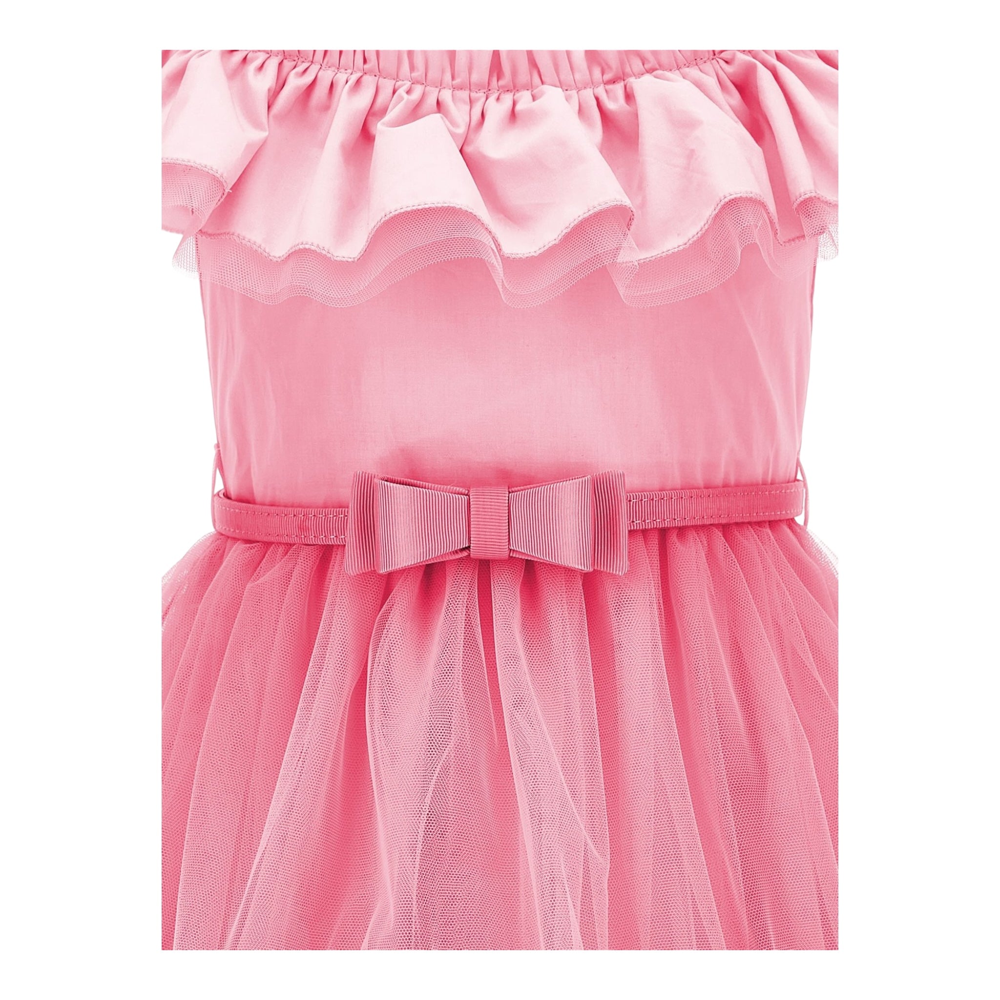 Monnalisa Abito Tinta Unita con Tulle per Neonata 17C905N ROSA MONNALISA 