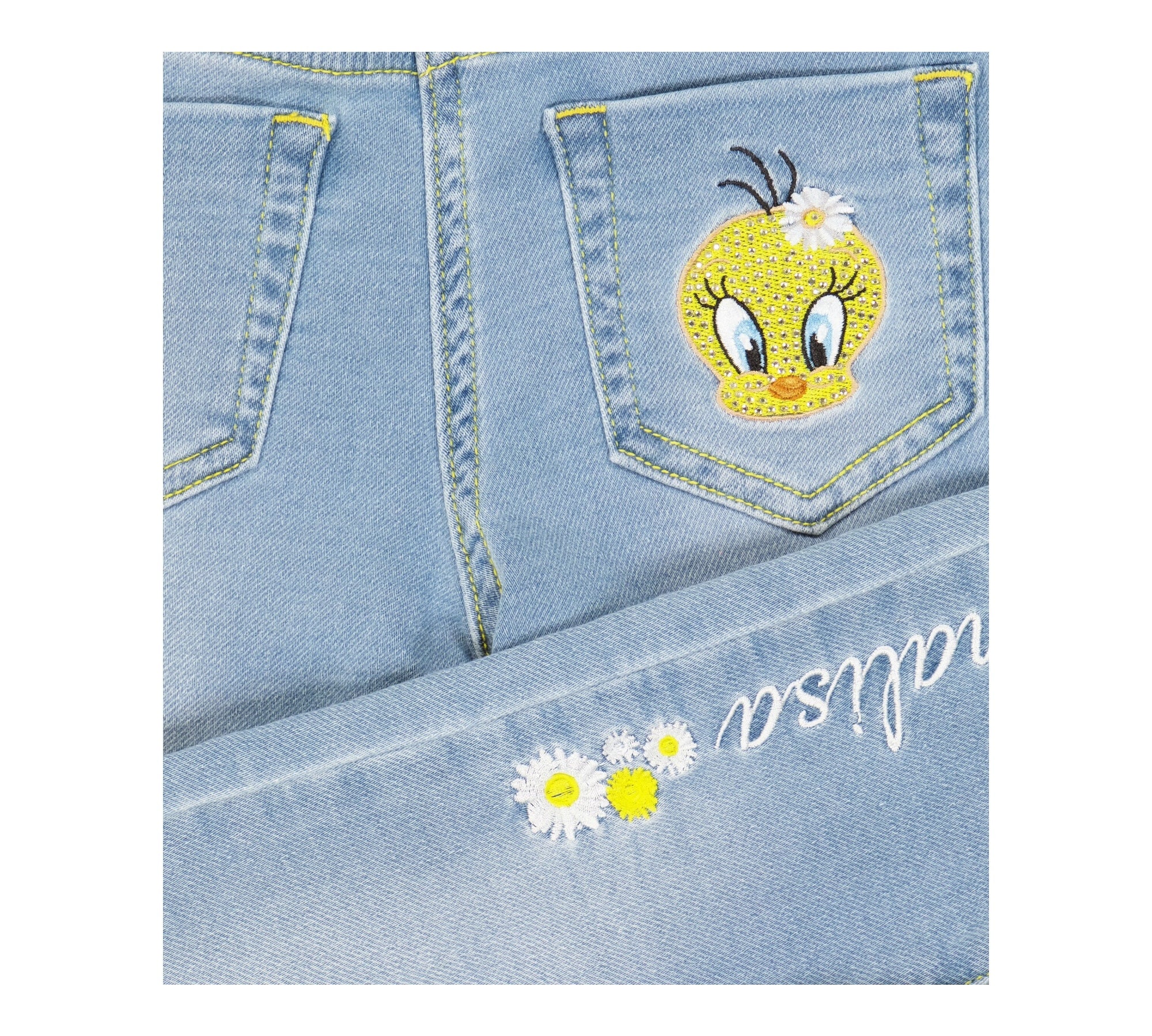 Monnalisa Jeans Tinta Unita con Girovita Regolabile per Bambina 199400 AZZURRO MONNALISA 